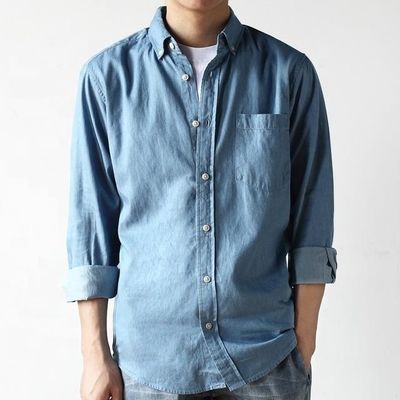 플레이드 패턴 21s 100% 면모 모방 젠민 얇은 셔츠 젠민 넥타이 셔츠 좋은
