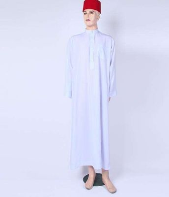 팝라인 남성 사우디 스타일 토브 이슬람 아랍 로브 불 retardant 폴리에스터로 만든